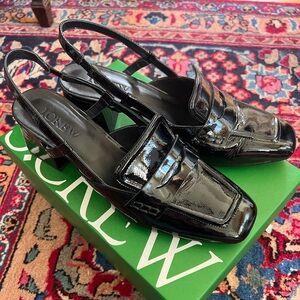 Crinkle Patent Leather Loafer Slingback Pumps by J. Crew